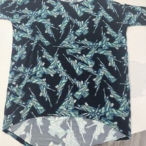 LuLaRoe Black and Blue Abstract Top